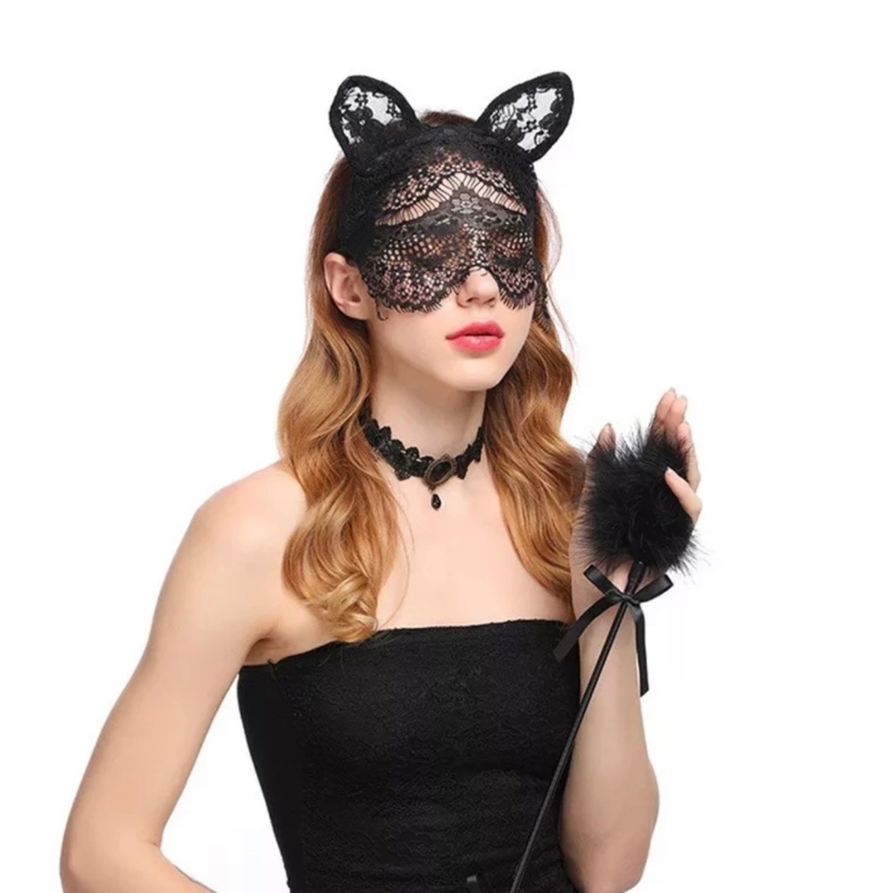 Black Lace Veil Cat Ear Headband